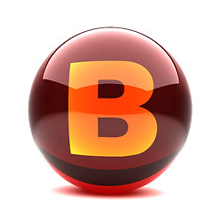 Image showing 3d glossy sphere with orange letter- B