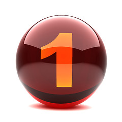 Image showing 3d glossy sphere with orange digit - 1
