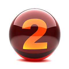Image showing 3d glossy sphere with orange digit - 2