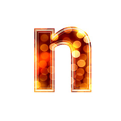 Image showing 3d letter with glowing lights texture - n