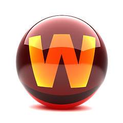 Image showing 3d glossy sphere with orange letter - W