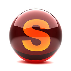 Image showing 3d glossy sphere with orange letter - S