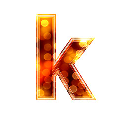 Image showing 3d letter with glowing lights texture - k