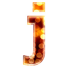 Image showing 3d letter with glowing lights texture - j