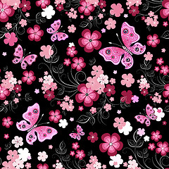 Image showing Dark seamless floral pattern