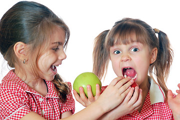 Image showing kids playing with apples