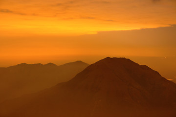 Image showing mountain in sunset