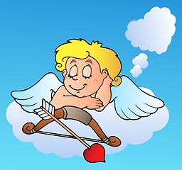 Image showing Dreaming Valentine Cupid with bow