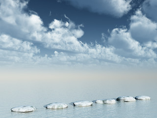 Image showing stoney path at water