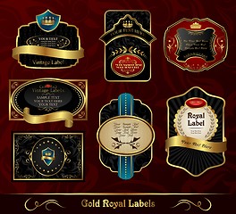 Image showing set black gold-framed labels