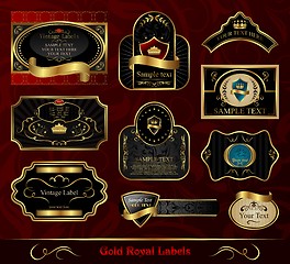 Image showing set black gold-framed label