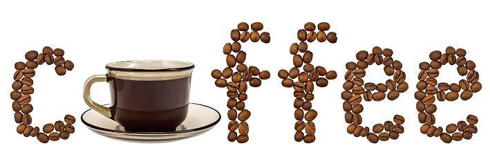 Image showing The word coffee with a cup