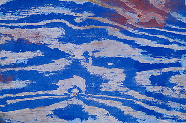 Image showing Faded wood with blue stain patterns