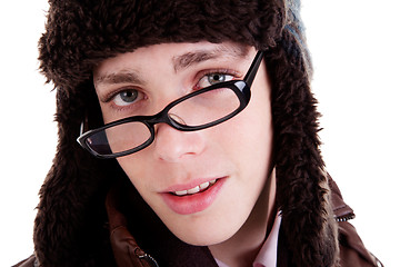 Image showing portrait of a young man with glasses