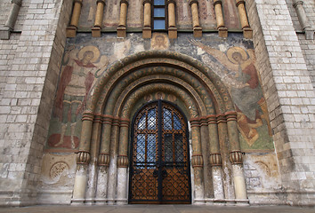 Image showing Main gate entrance into the Cathedral of the Assumption in the Kremlin.