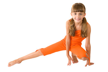 Image showing The girl in orange clothes