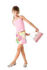 Image showing The girl with a pink handbag