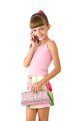 Image showing The girl with a pink handbag