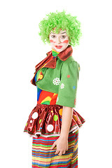Image showing Portrait of a surprised female clown