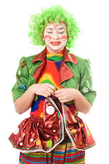 Image showing Portrait of a crying female clown