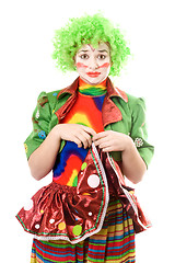 Image showing Portrait of a sad female clown