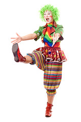 Image showing Funny posing female clown