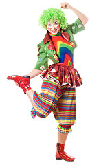 Image showing Joyful posing female clown