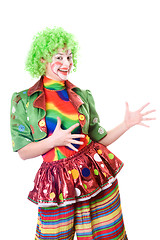 Image showing Portrait of joyful female clown