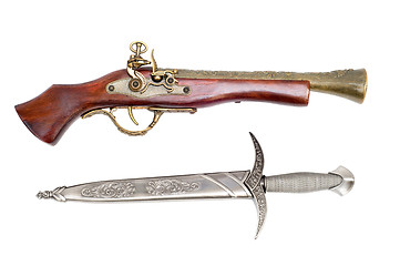 Image showing Pistol and dagger