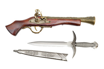 Image showing Pistol and dagger