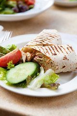 Image showing Delicious chicken wrap