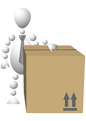 Image showing Man with brown cardboard box