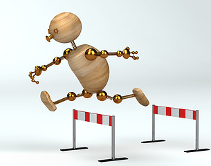 Image showing wood  man running over barrier