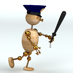 Image showing wood man police running