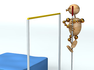 Image showing wood  man high pole jump