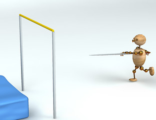 Image showing wood  man high pole jump