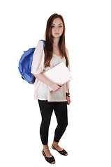 Image showing Schoolgirl with backpack.