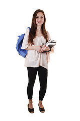 Image showing Schoolgirl with backpack.