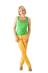 Image showing The beautiful woman in a green blouse