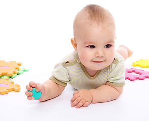 Image showing Little boy with alphabet