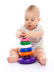 Image showing Little boy play with toys