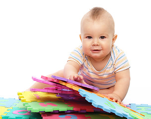 Image showing Little boy with alphabet