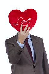 Image showing Businessman with love heart face