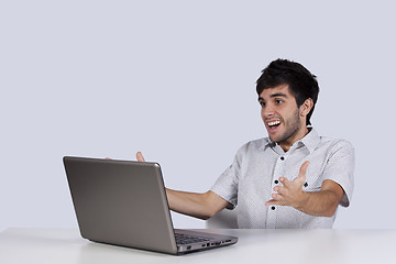 Image showing Happy news over the internet