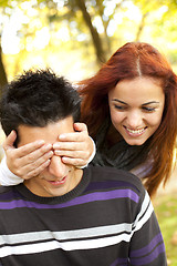 Image showing young couple surprise