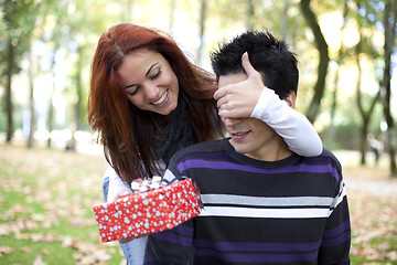 Image showing young couple surprise