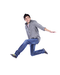 Image showing Happy young man jump