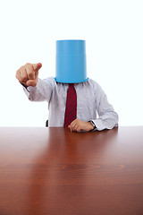 Image showing Bucket head businessman