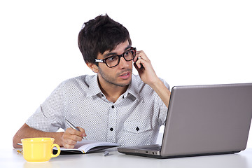 Image showing Young modern busy businessman