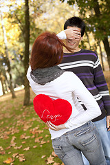 Image showing Young couple celebrating Valentine Day